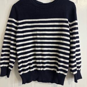 Chaps Navy and White Striped Crewneck Sweater